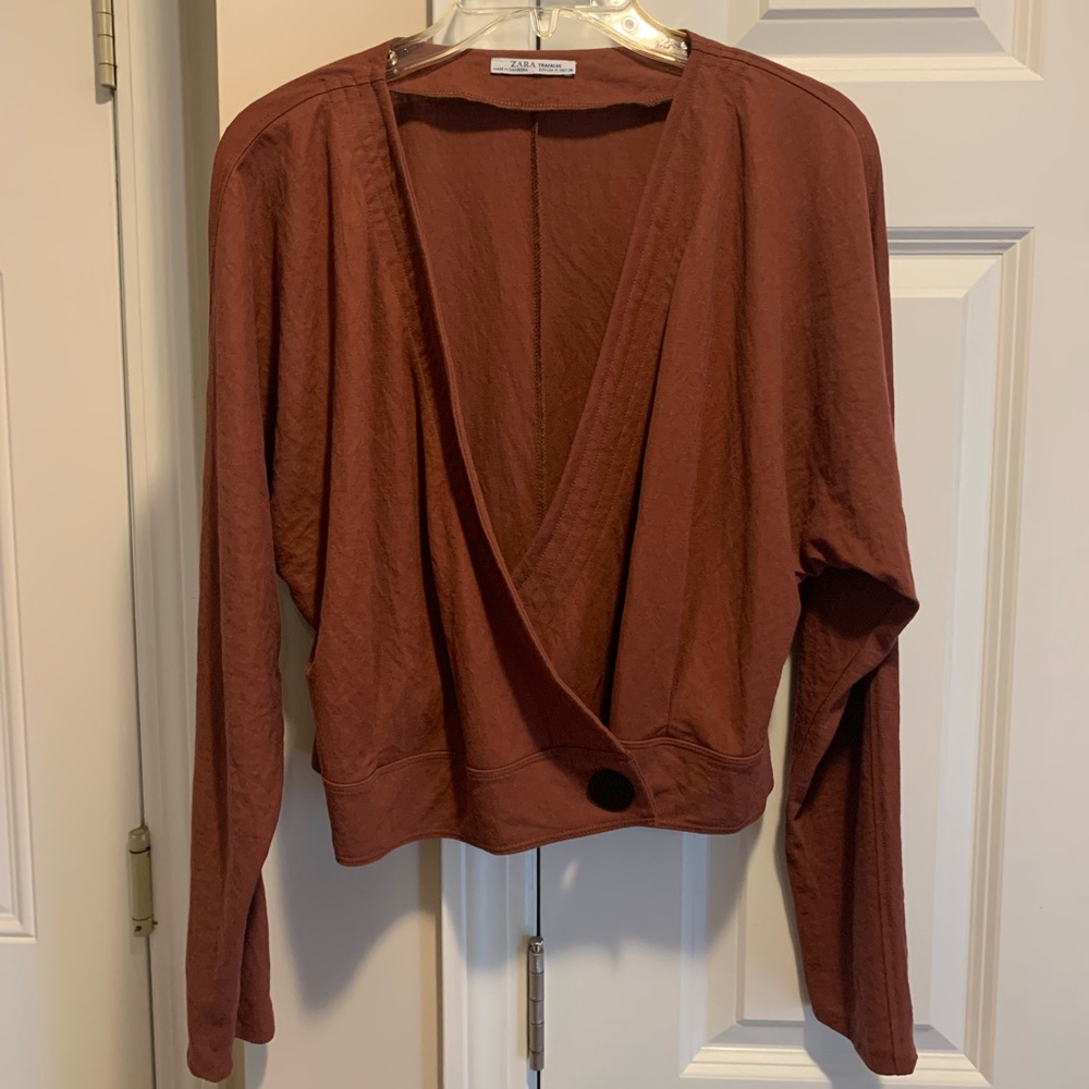 Zara women’s burgundy crossover top size medium